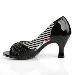 Pleaser Pink Label JENNA-03 - Blk Pat-Blk Glitter