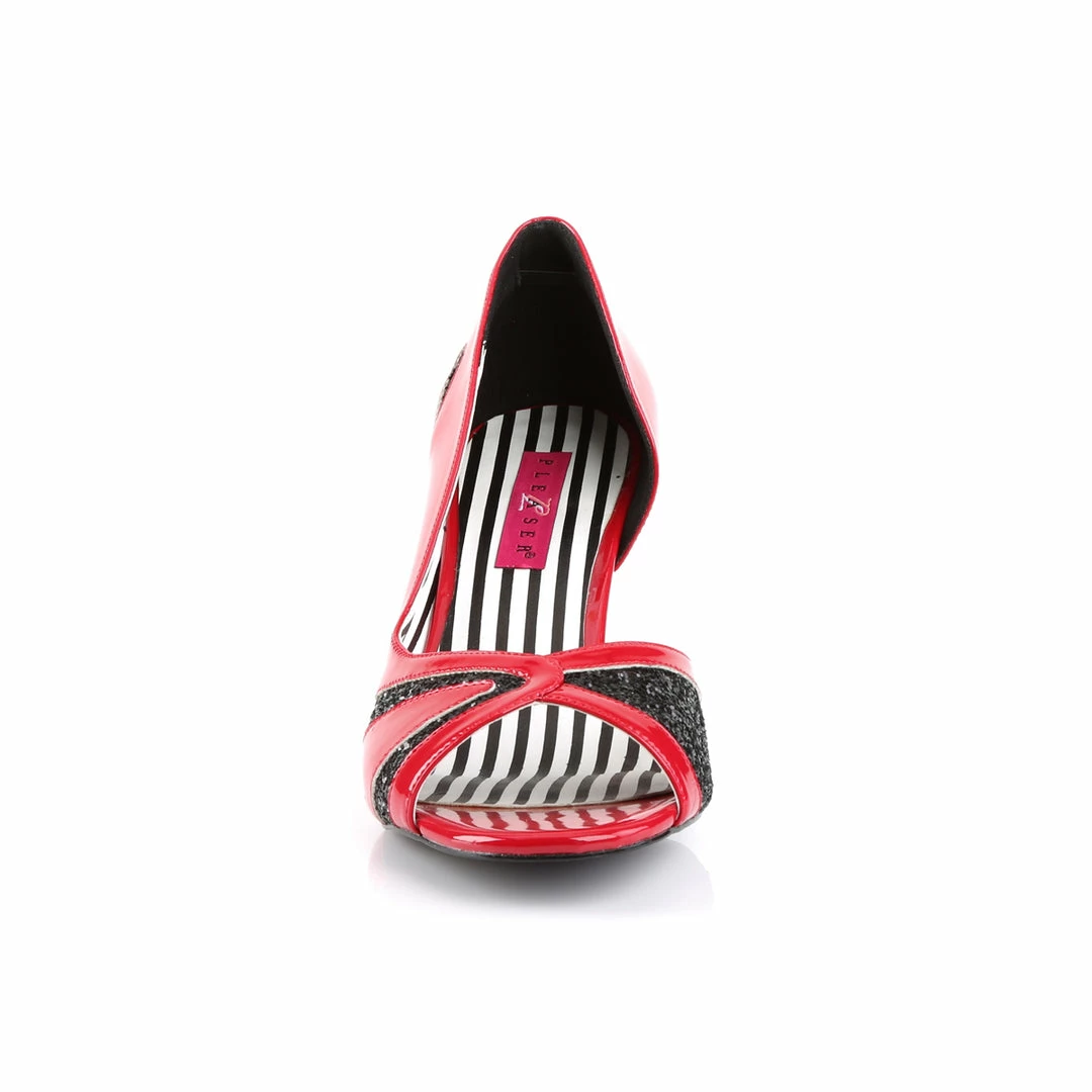 Pleaser Pink Label JENNA-03 - Red Pat-Blk Glitter 4 Pleaser Pink Label JENNA-03 - Red Pat-Blk Glitter
