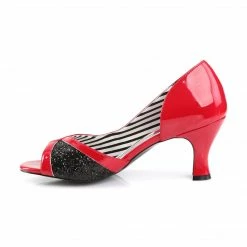 Pleaser Pink Label JENNA-03 - Red Pat-Blk Glitter 9 Pleaser Pink Label JENNA-03 - Red Pat-Blk Glitter