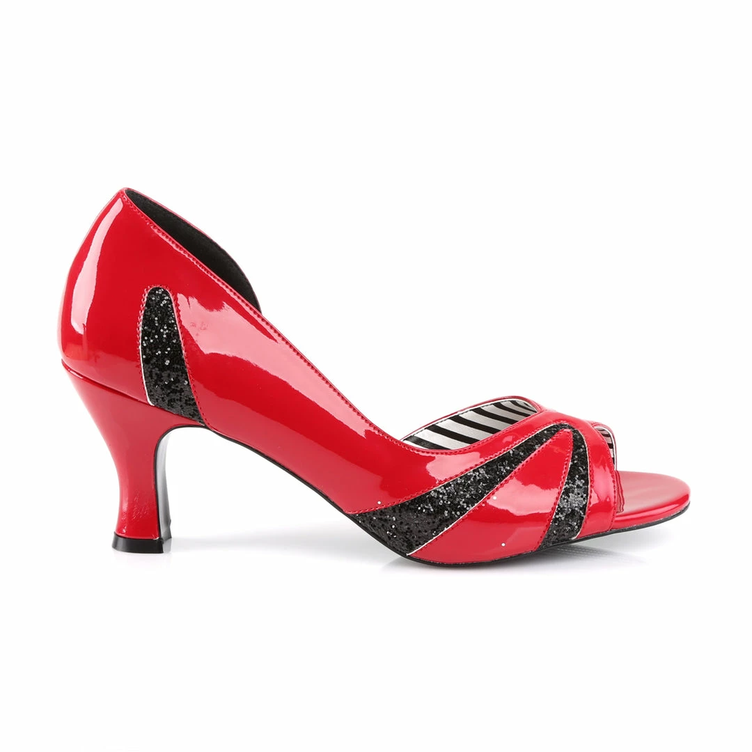 Pleaser Pink Label JENNA-03 - Red Pat-Blk Glitter 7 Pleaser Pink Label JENNA-03 - Red Pat-Blk Glitter
