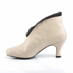 Pleaser Pink Label JENNA-105 - Cream Faux Leather-Blk Lace