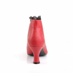 Pleaser Pink Label JENNA-105 - Red Fuax Leather-Blk Lace