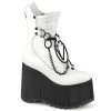 Demonia Punk & Goth KERA-130 - Wht Vegan Leather
