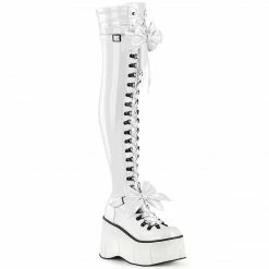 Demonia KERA-303 - Wht Stretch Patent Punk & Goth