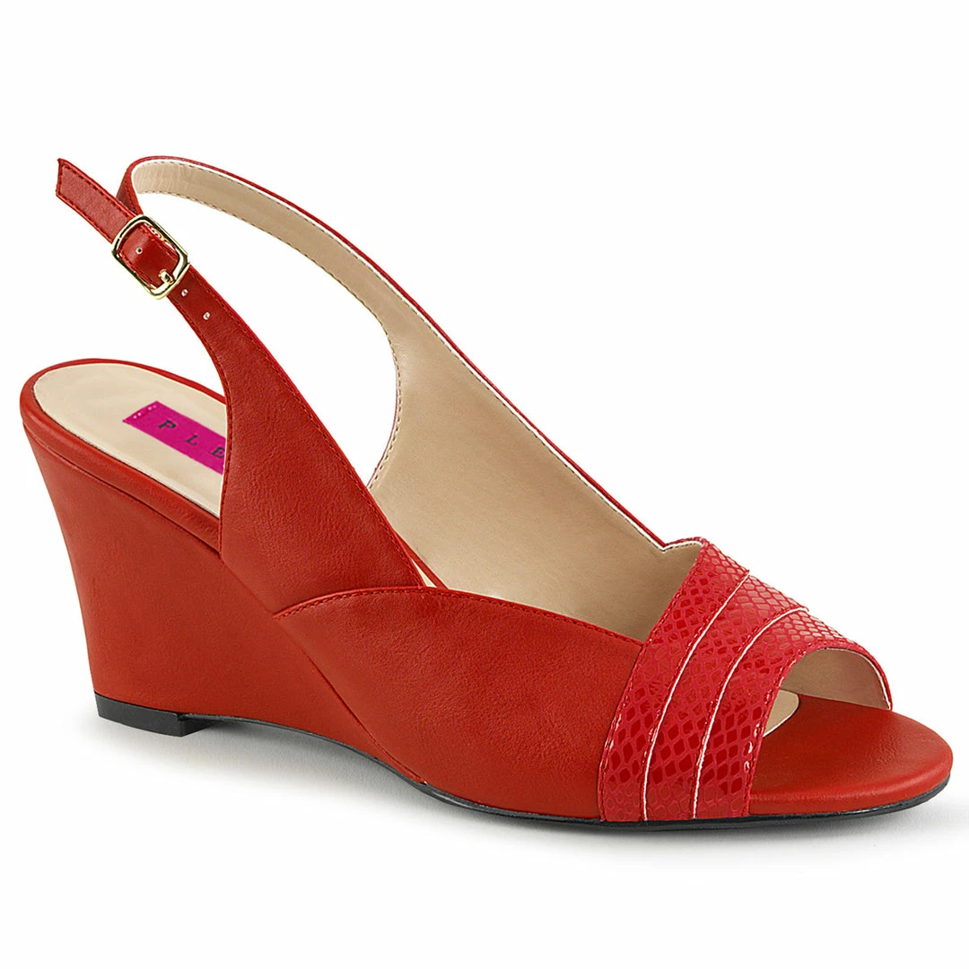 Pleaser Pink Label KIMBERLY-01SP - Red Faux Leather 3 Pleaser Pink Label KIMBERLY-01SP - Red Faux Leather