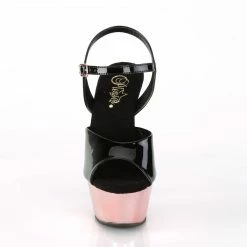 Pleaser KISS-209 - Blk Pat/Rose Gold Chrome Exotic Dancing