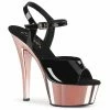 Pleaser KISS-209 - Blk Pat/Rose Gold Chrome Exotic Dancing