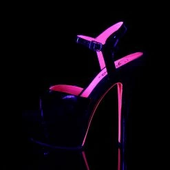 Pleaser KISS-209TT - Blk Pat/Blk-Neon H. Pink Exotic Dancing