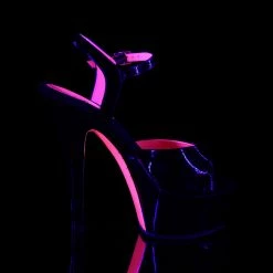 Pleaser KISS-209TT - Blk Pat/Blk-Neon H. Pink Exotic Dancing