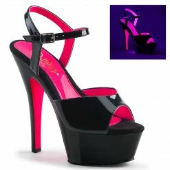 Pleaser KISS-209TT - Blk Pat/Blk-Neon H. Pink Exotic Dancing