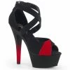 Pleaser Exotic Dancing KISS-221 - Blk Nubuck-Red Pat/Blk Matte-Red