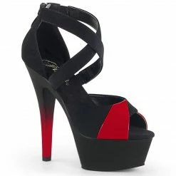 Pleaser Exotic Dancing KISS-221 - Blk Nubuck-Red Pat/Blk Matte-Red