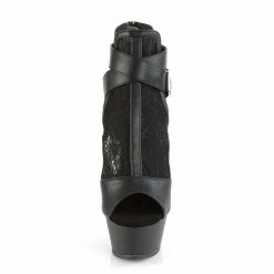 Pleaser KISS-257 - Blk Faux Leather-Lace-Mesh/Blk Matte Exotic Dancing