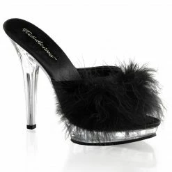Fabulicious LIP-101-8 - Blk Satin-Fur/Clr
