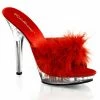 Fabulicious LIP-101-8 - Red Satin-Fur/Clr Party & Prom