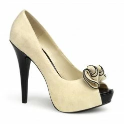 Pin Up Couture LOLITA-10 - Beige Suede Pu Vintage & Retro