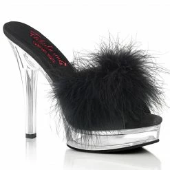 Fabulicious Party & Prom MAJESTY-501F-8 - Blk Faux Leather-Fur/Clr