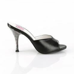 Pin Up Couture MONROE-05 - Blk Faux Leather