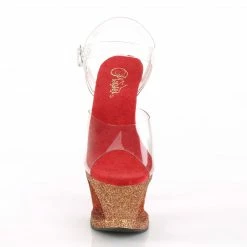 Pleaser Exotic Dancing MOON-708OMBRE - Clr/Rose Gold-Red Ombre