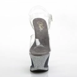 Pleaser MOON-708OMBRE - Clr/Slv-Blk Ombre