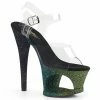 Pleaser MOON-708OMBRE - Clr/Emerald-Blk Ombre Exotic Dancing