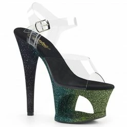Pleaser MOON-708OMBRE - Clr/Emerald-Blk Ombre Exotic Dancing