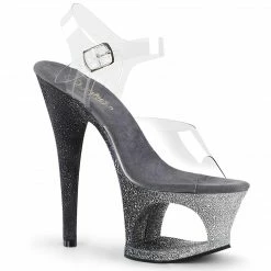 Pleaser MOON-708OMBRE - Clr/Slv-Blk Ombre