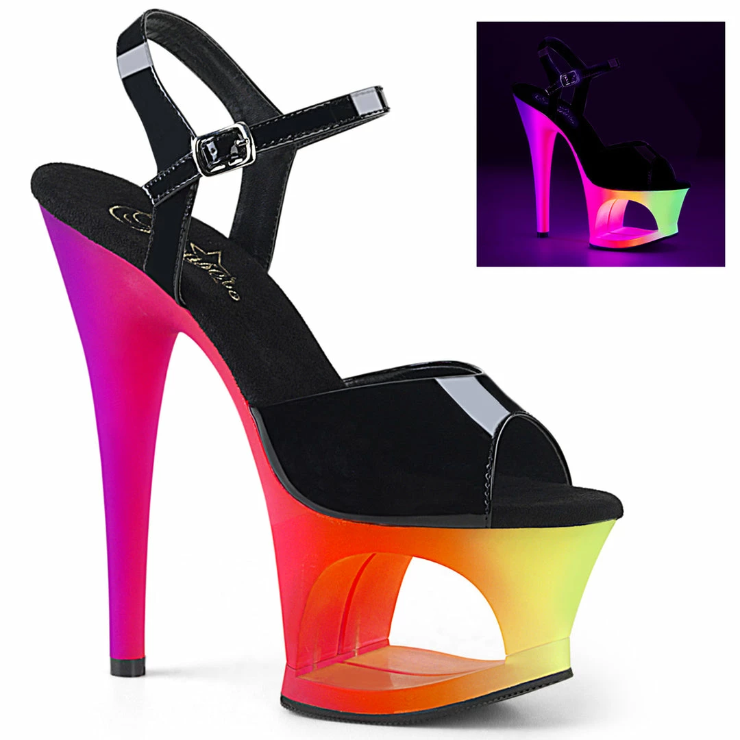Pleaser MOON-709UV - Blk Pat/Neon Multi Exotic Dancing 3 Pleaser MOON-709UV - Blk Pat/Neon Multi Exotic Dancing