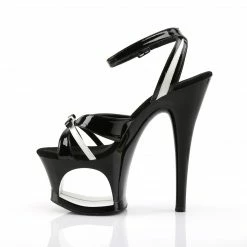 Pleaser MOON-728 - Blk-Wht Pat/Blk Exotic Dancing