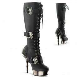 Demonia MUERTO-2028 - Blk Vegan Leather/Pewter Chrome