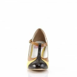 Pin Up Couture PEACH-03 - Yellow Multi Faux Leather