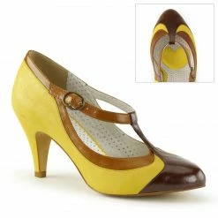 Pin Up Couture PEACH-03 - Yellow Multi Faux Leather