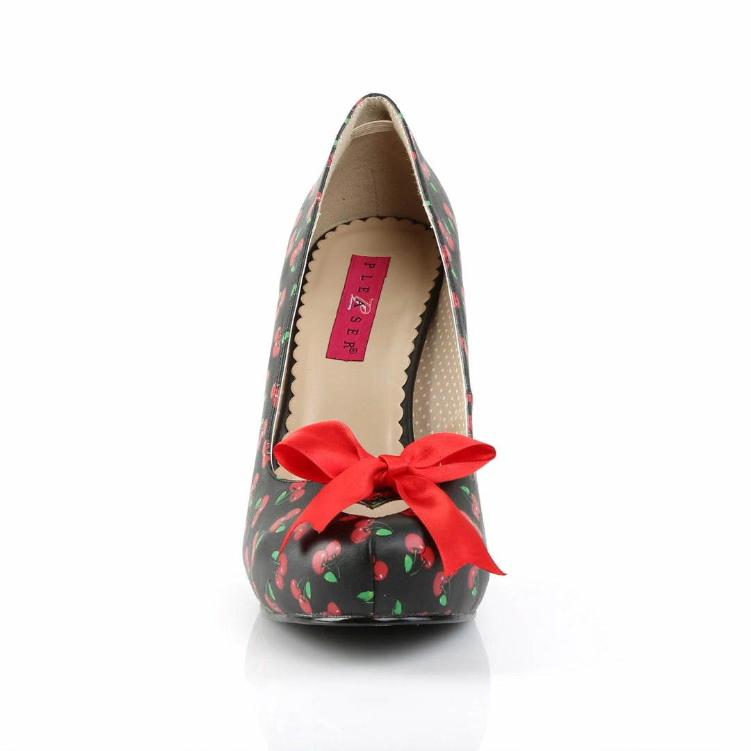 Pleaser Pink Label PINUP-05 - Blk-Red Cherry Faux Leather 4 Pleaser Pink Label PINUP-05 - Blk-Red Cherry Faux Leather