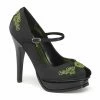 Funtasma PLEASURE-12 - Blk Satin-Lime Green Embroidery