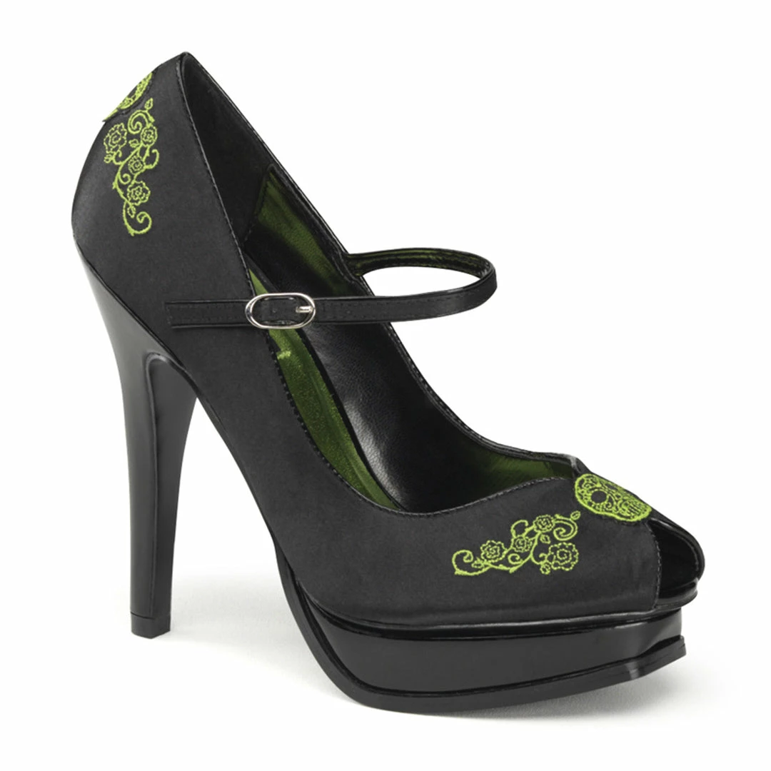 Funtasma PLEASURE-12 - Blk Satin-Lime Green Embroidery 3 Funtasma PLEASURE-12 - Blk Satin-Lime Green Embroidery