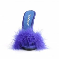 Fabulicious Party & Prom POISE-501F - Blue Satin-Marabou Fur/Blue