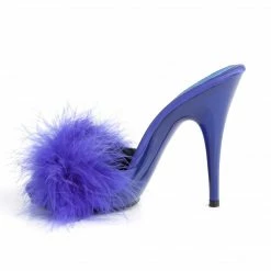 Fabulicious Party & Prom POISE-501F - Blue Satin-Marabou Fur/Blue