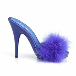 Fabulicious Party & Prom POISE-501F - Blue Satin-Marabou Fur/Blue