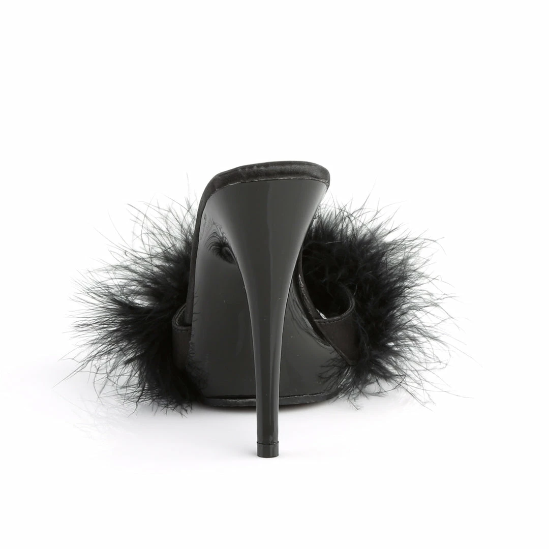 Fabulicious POISE-501F - Blk Satin-Marabou Fur/Blk 6 Fabulicious POISE-501F - Blk Satin-Marabou Fur/Blk