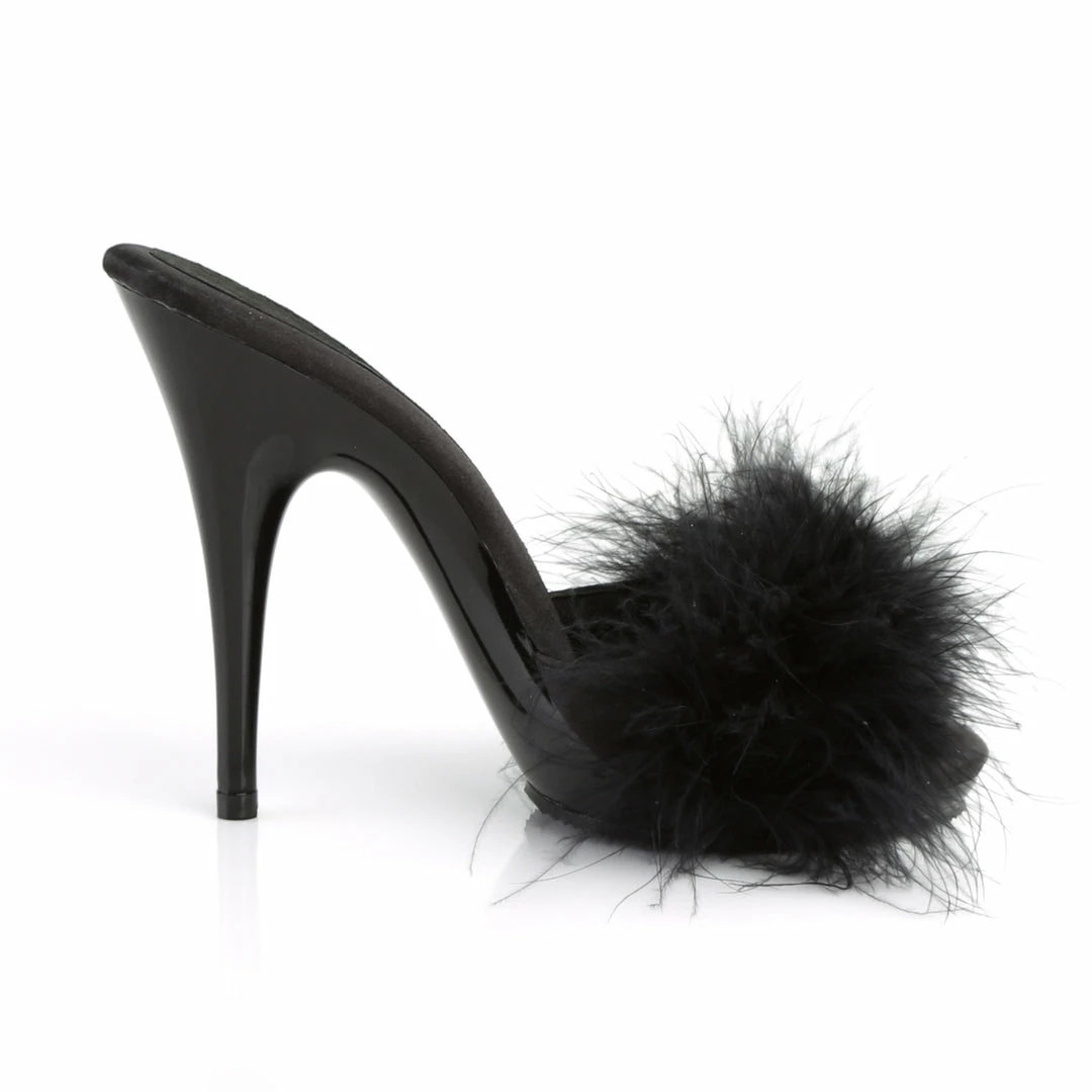 Fabulicious POISE-501F - Blk Satin-Marabou Fur/Blk 7 Fabulicious POISE-501F - Blk Satin-Marabou Fur/Blk
