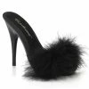 Fabulicious POISE-501F - Blk Satin-Marabou Fur/Blk