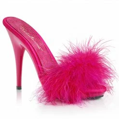 Fabulicious Party & Prom POISE-501F - H. Pink Satin-Marabou Fur/H. Pink
