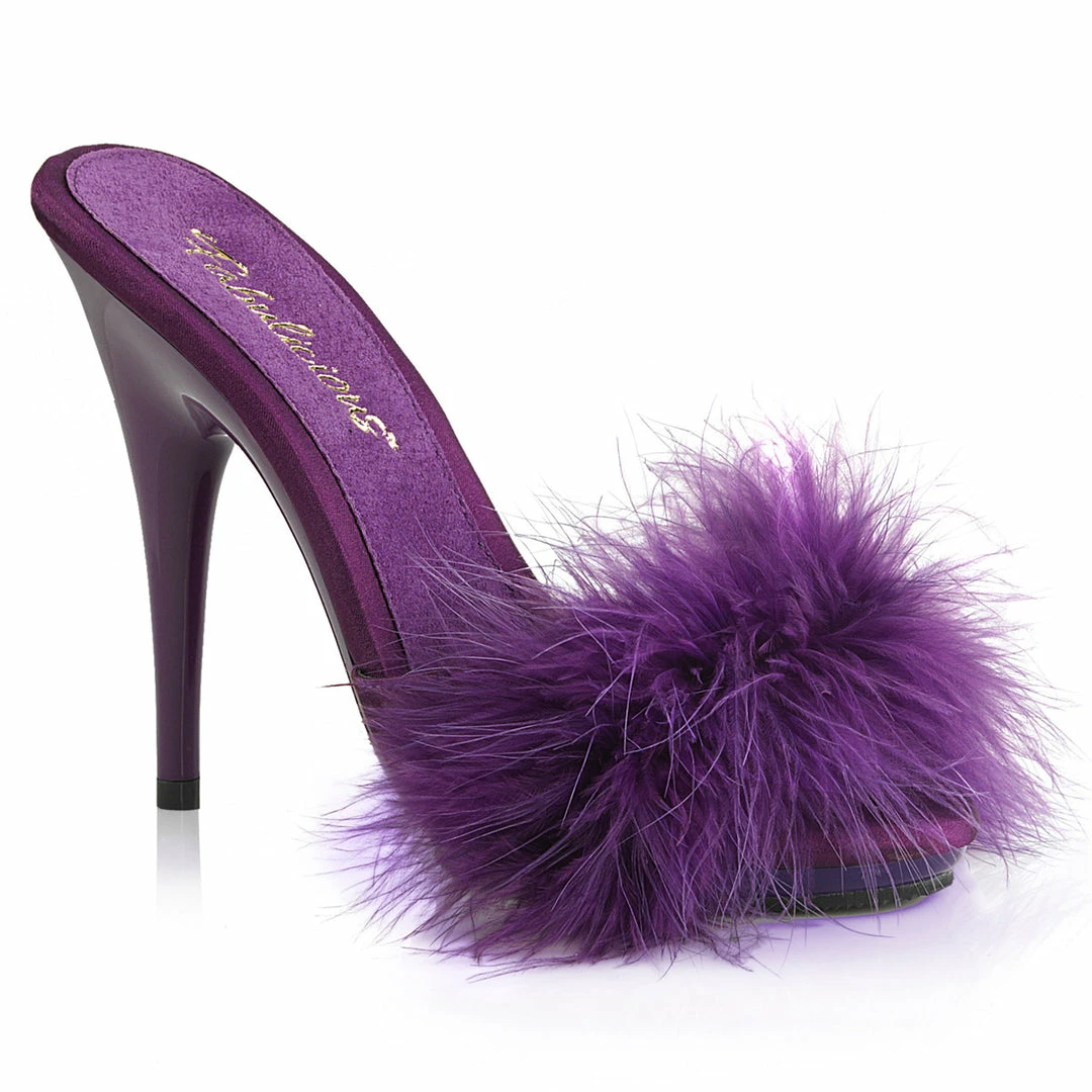 Fabulicious POISE-501F - Purple Satin-Marabou Fur/Purple 3 Fabulicious POISE-501F - Purple Satin-Marabou Fur/Purple
