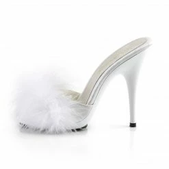 Fabulicious POISE-501F - Wht Satin-Marabou Fur/Wht Party & Prom