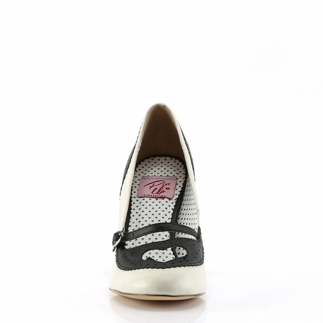 Pin Up Couture POPPY-18 - Black-Cream Faux Leather 4 Pin Up Couture POPPY-18 - Black-Cream Faux Leather