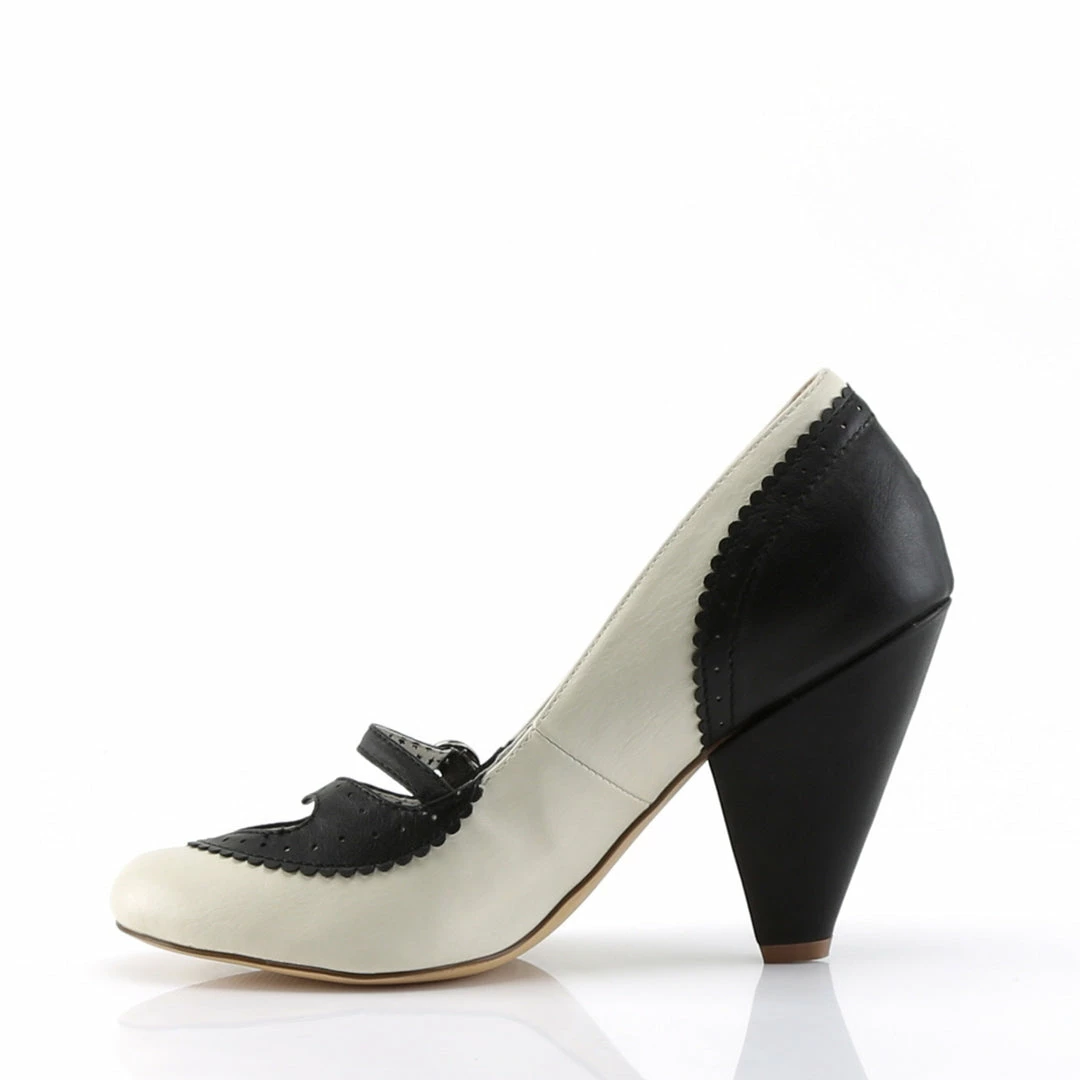 Pin Up Couture POPPY-18 - Black-Cream Faux Leather 5 Pin Up Couture POPPY-18 - Black-Cream Faux Leather