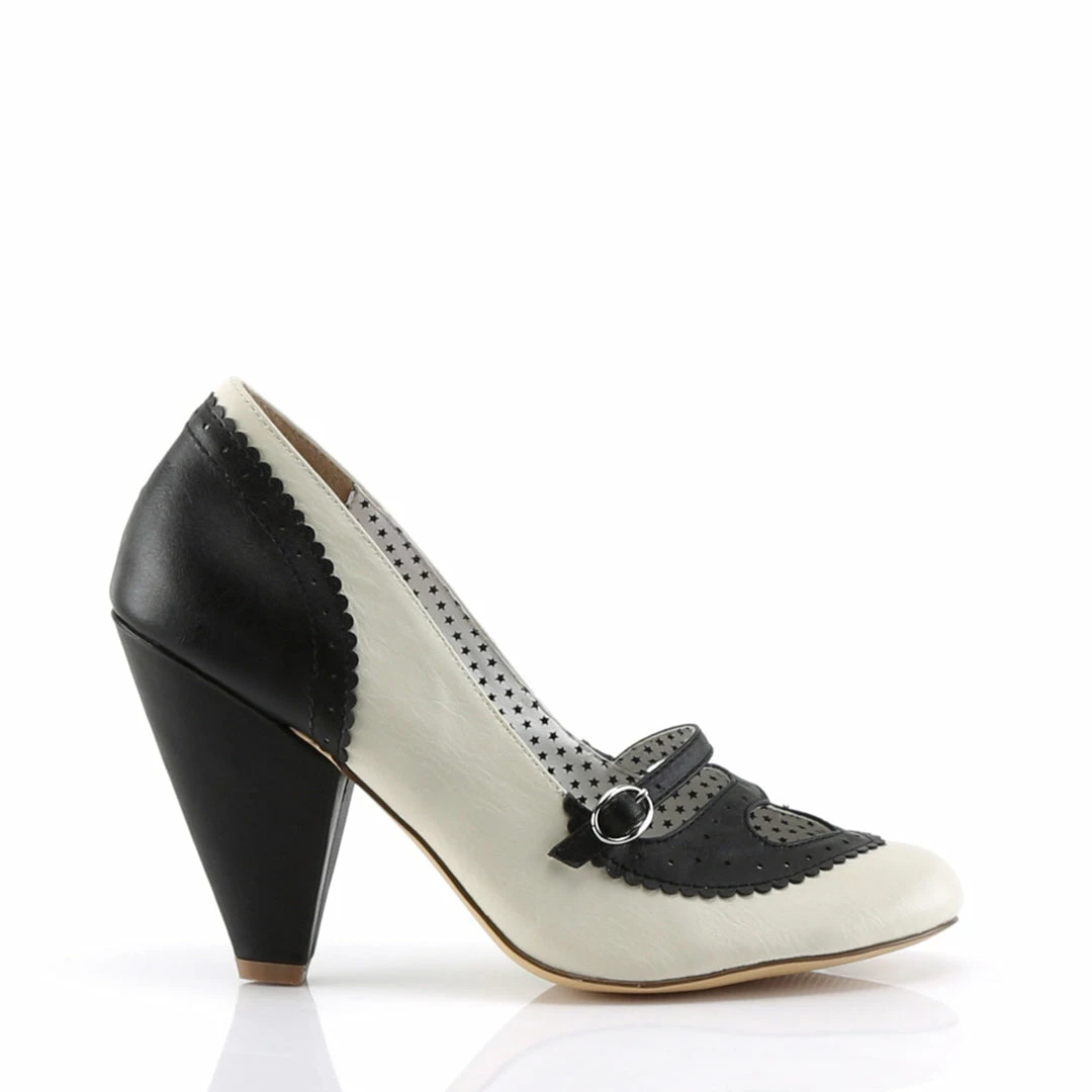 Pin Up Couture POPPY-18 - Black-Cream Faux Leather 7 Pin Up Couture POPPY-18 - Black-Cream Faux Leather