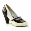 Pin Up Couture POPPY-18 - Black-Cream Faux Leather
