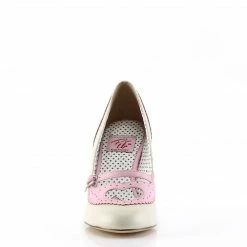 Pin Up Couture POPPY-18 - B. Pink-Cream Faux Leather