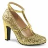 Pleaser Pink Label QUEEN-01 - Gold Glitter-Met. Pu